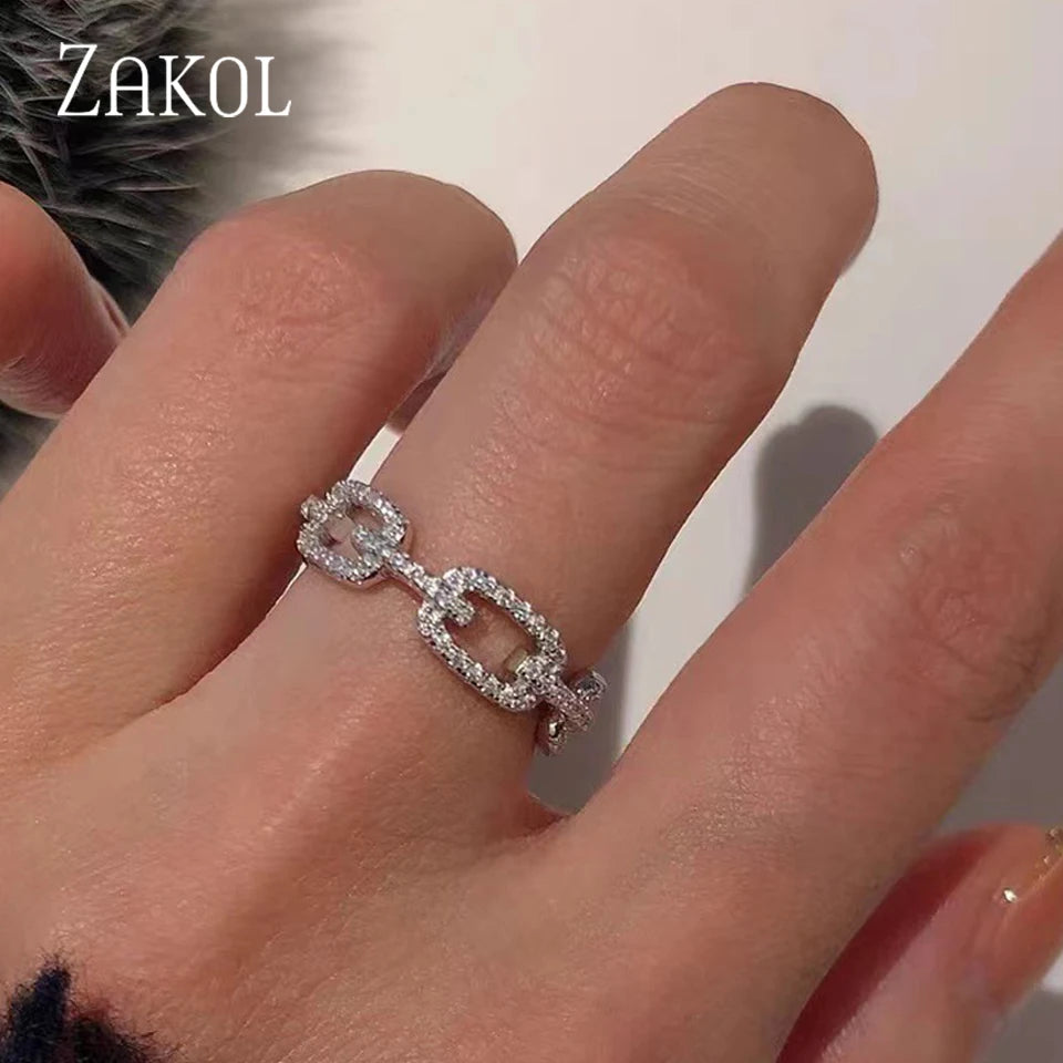 Elegant Cuban Link Zirconia Rings for Women