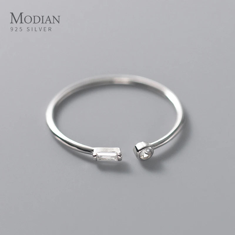 Elegant 925 Sterling Silver Adjustable CZ Wedding Ring