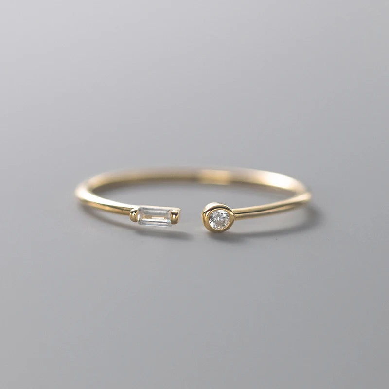 Elegant 925 Sterling Silver Adjustable CZ Wedding Ring