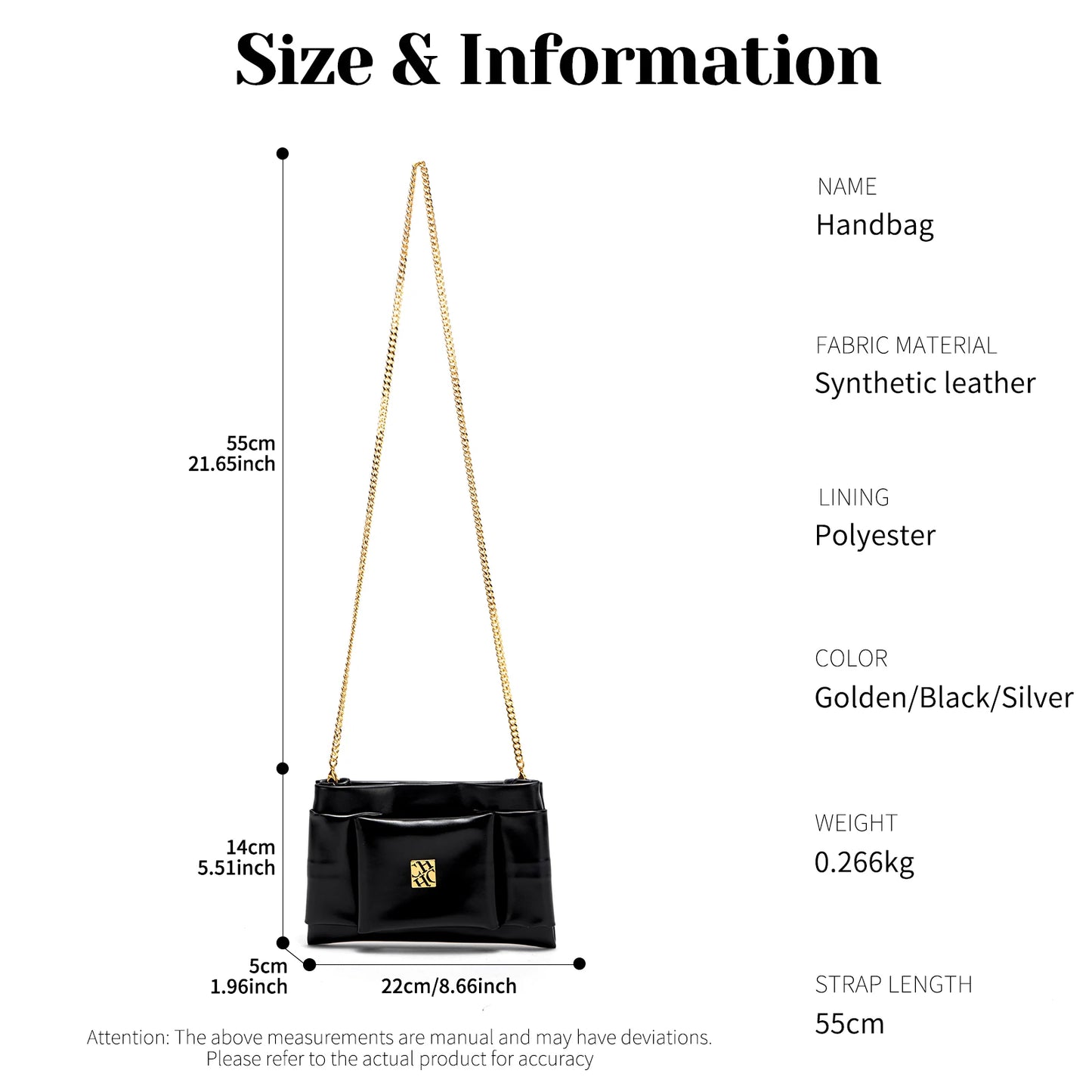 CHCH Women's Elegant Dual-Purpose Chain Bag
