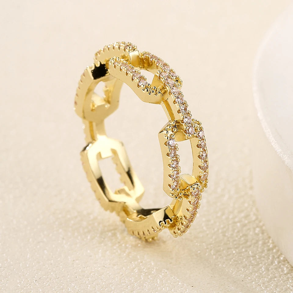Elegant Cuban Link Zirconia Rings for Women