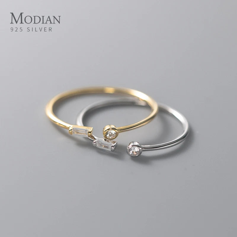 Elegant 925 Sterling Silver Adjustable CZ Wedding Ring
