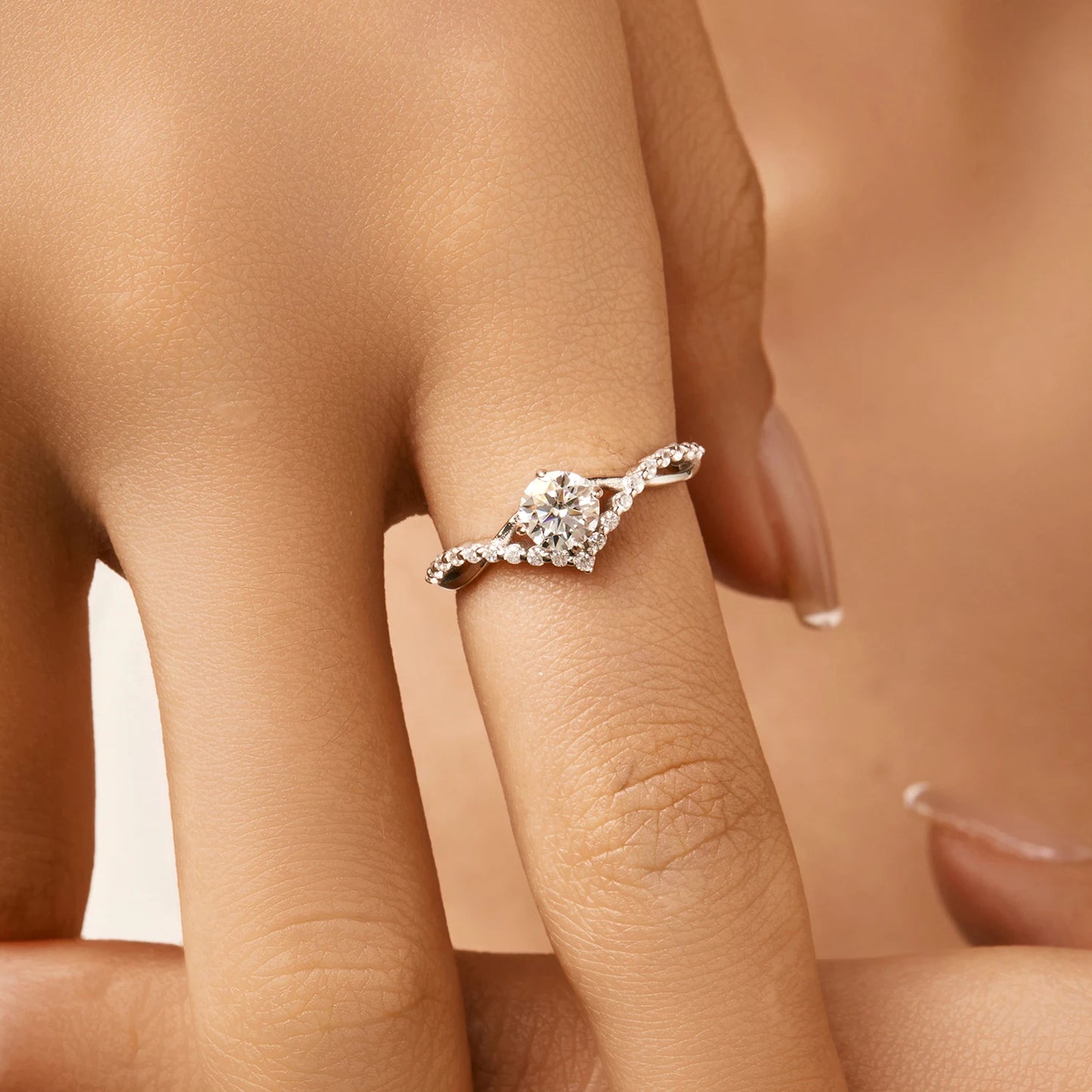MODIAN D Color Moissanite Crown Ring - 925 Sterling Silver