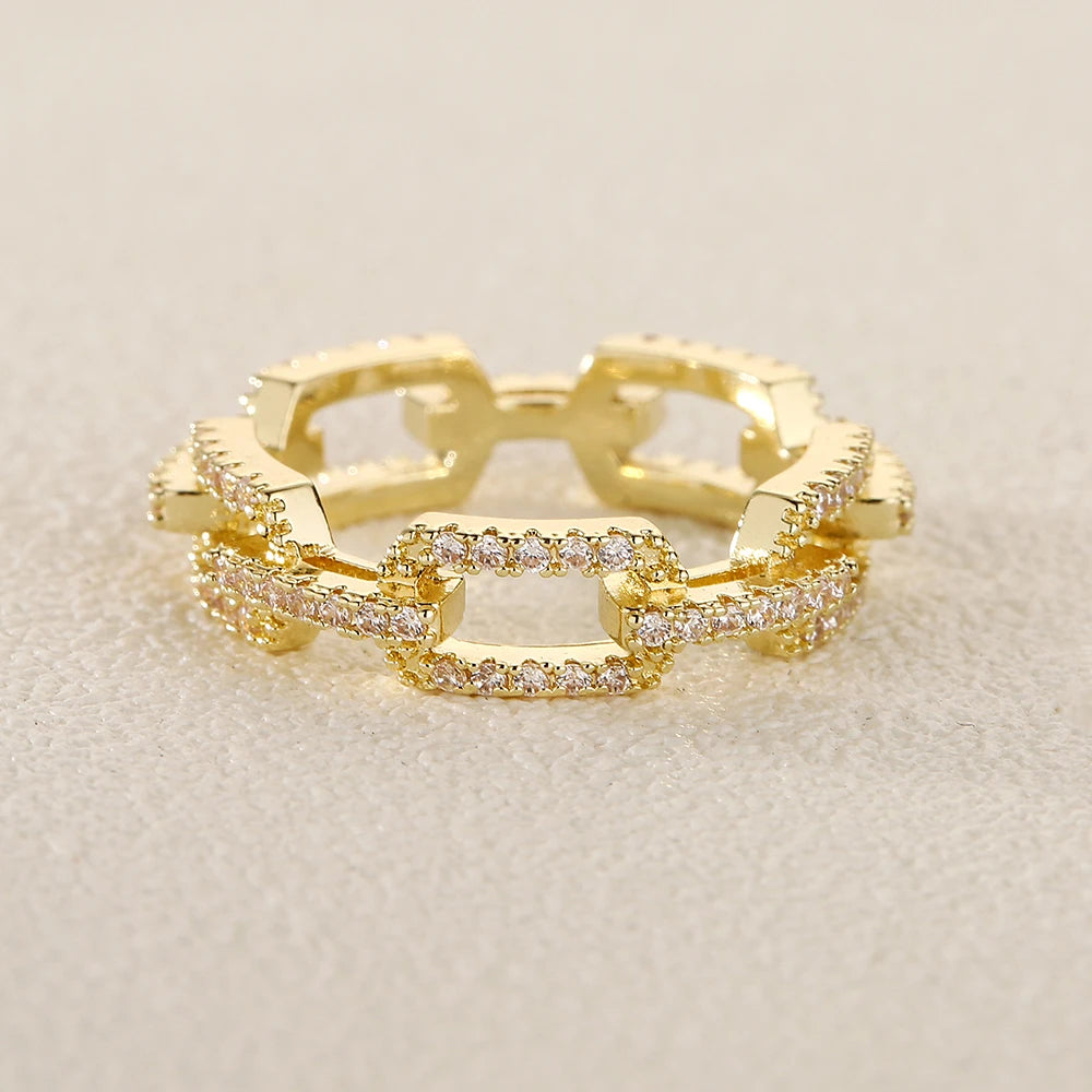 Elegant Cuban Link Zirconia Rings for Women