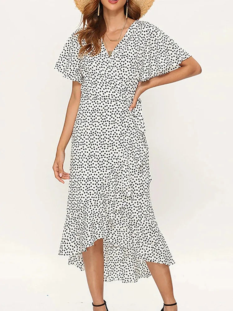 Boho Floral Maxi Dress - Summer Chic V-Neck