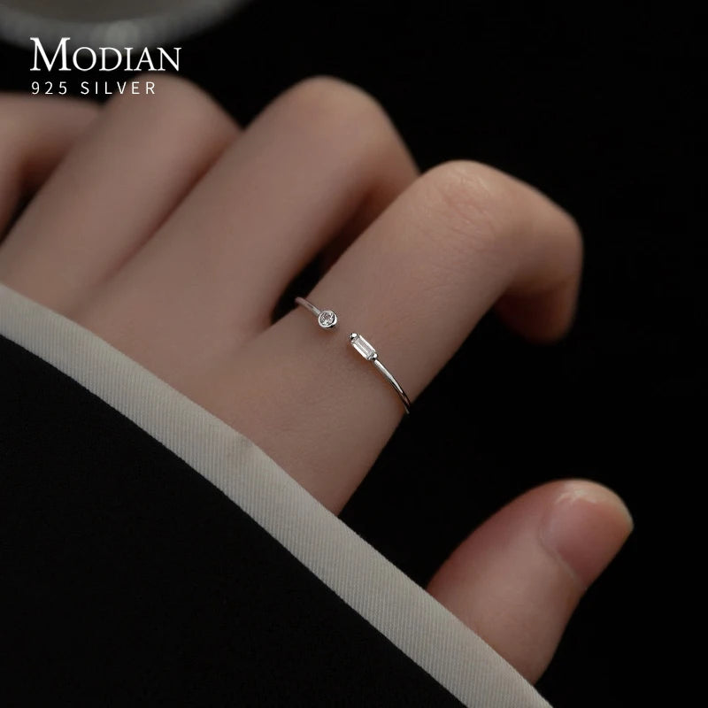 Elegant 925 Sterling Silver Adjustable CZ Wedding Ring
