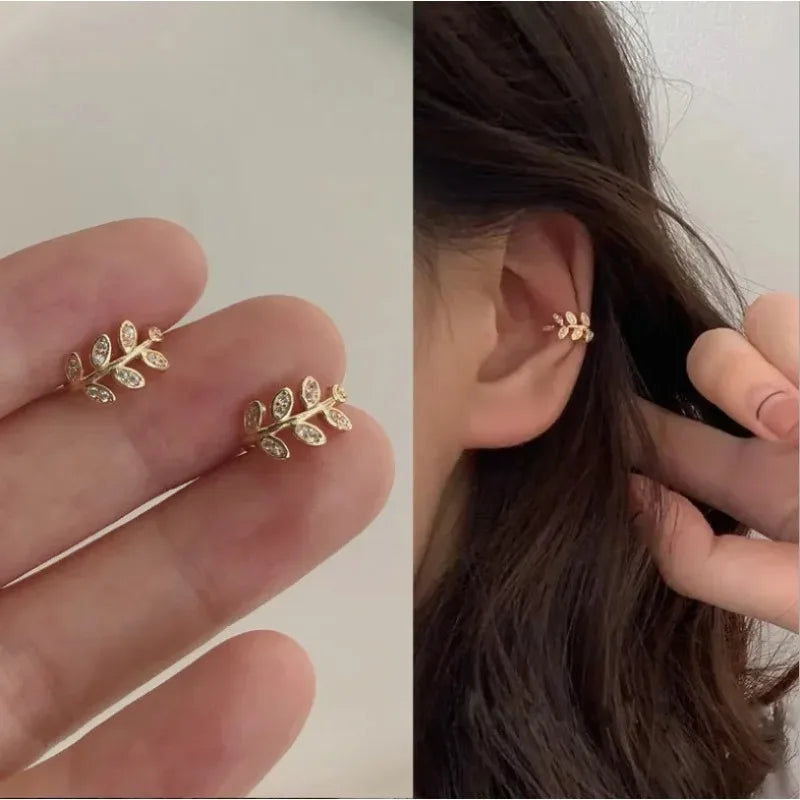 1Pc Hot Sale Cute Metal Leaf Earcuff Clips On Earring for Women Girls, No Fake Piercing Cartilage Earrings Ear Ring Without Hole