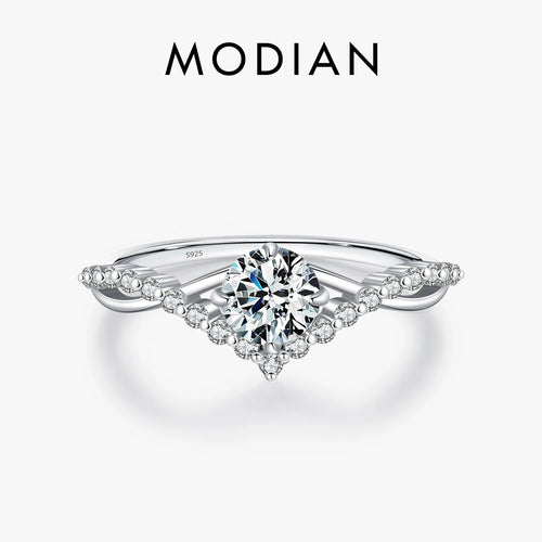 MODIAN D Color Moissanite Crown Ring - 925 Sterling Silver