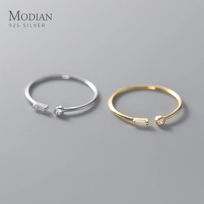 Elegant 925 Sterling Silver Adjustable CZ Wedding Ring