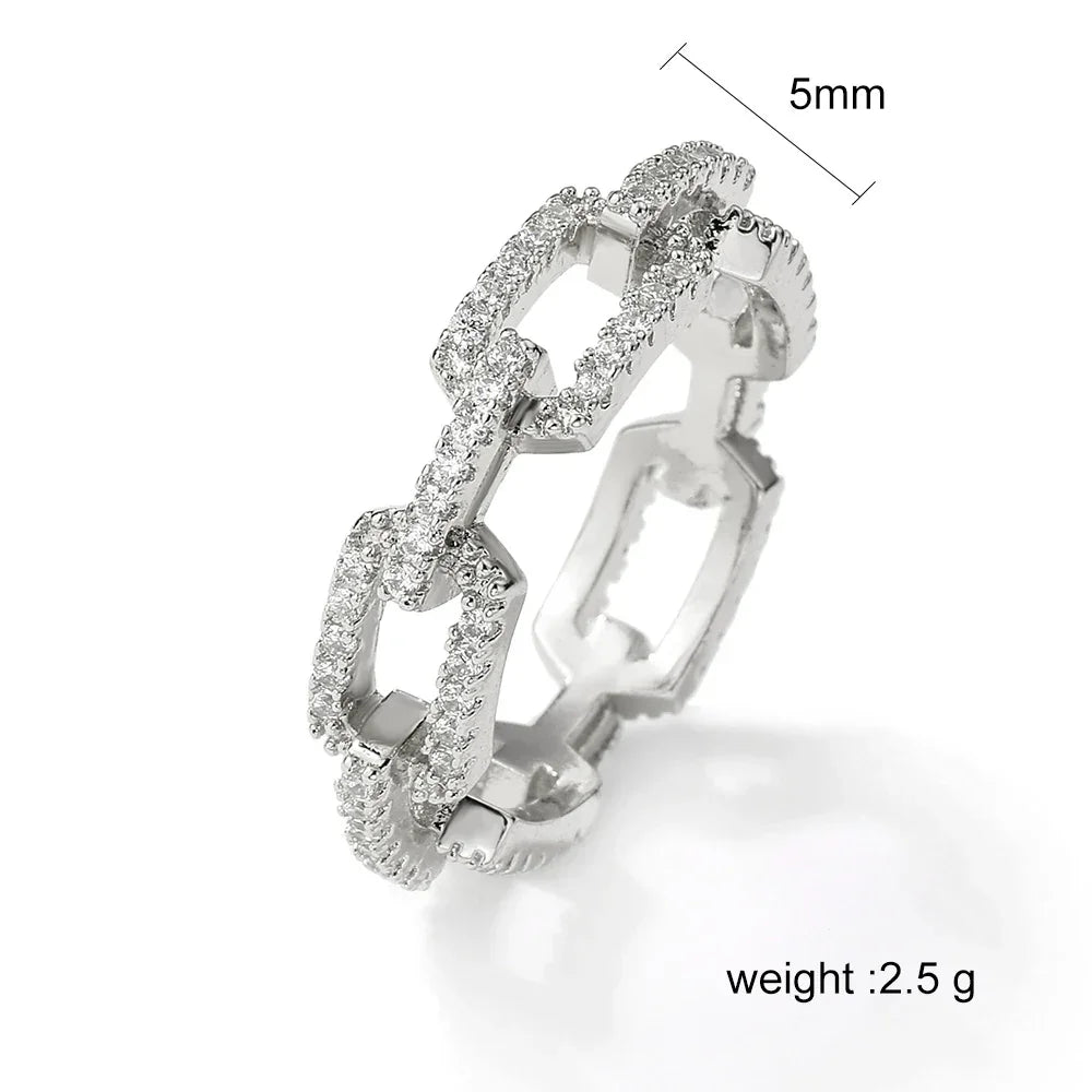 Elegant Cuban Link Zirconia Rings for Women
