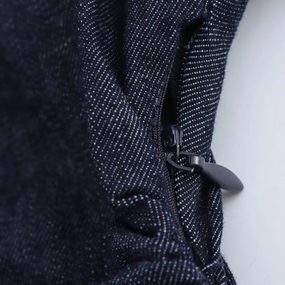 Elegant Denim MIDI Dress with Lapel & Side Zipper