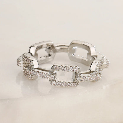 Elegant Cuban Link Zirconia Rings for Women