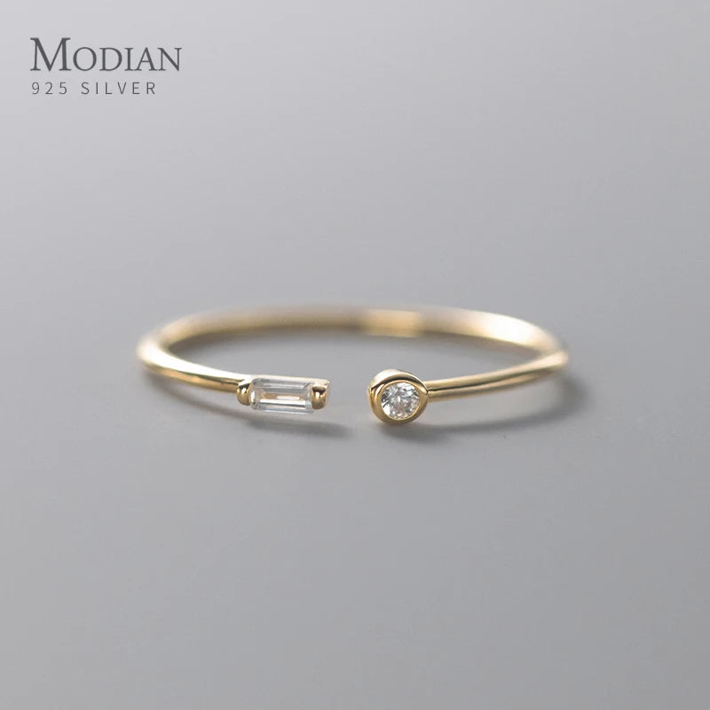 Elegant 925 Sterling Silver Adjustable CZ Wedding Ring