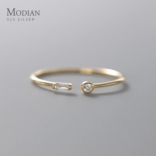 Elegant 925 Sterling Silver Adjustable CZ Wedding Ring