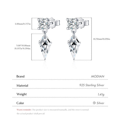 MODIAN 925 Sterling Silver Luxury Sparkling Kite Zirconia Swings Stud Earrings For Women Fine Jewelry Accessories