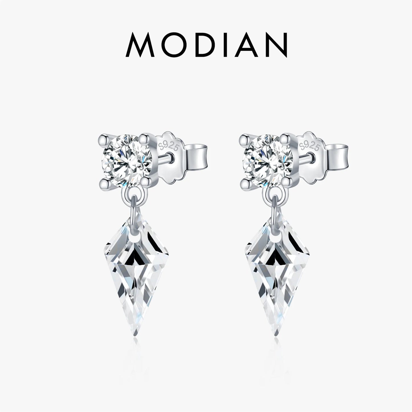 MODIAN 925 Sterling Silver Luxury Sparkling Kite Zirconia Swings Stud Earrings For Women Fine Jewelry Accessories