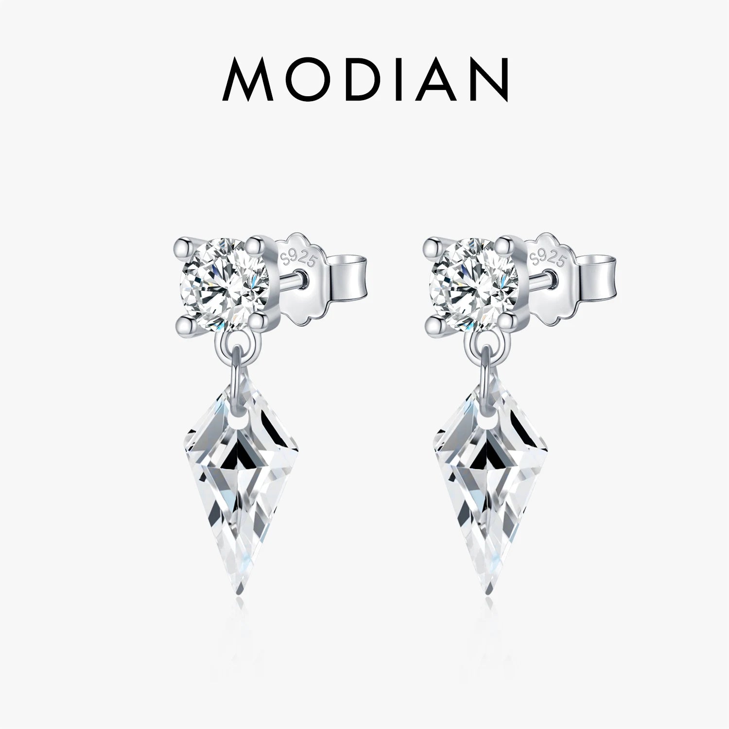 MODIAN 925 Sterling Silver Luxury Sparkling Kite Zirconia Swings Stud Earrings For Women Fine Jewelry Accessories