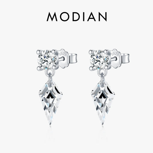 MODIAN 925 Sterling Silver Luxury Sparkling Kite Zirconia Swings Stud Earrings For Women Fine Jewelry Accessories
