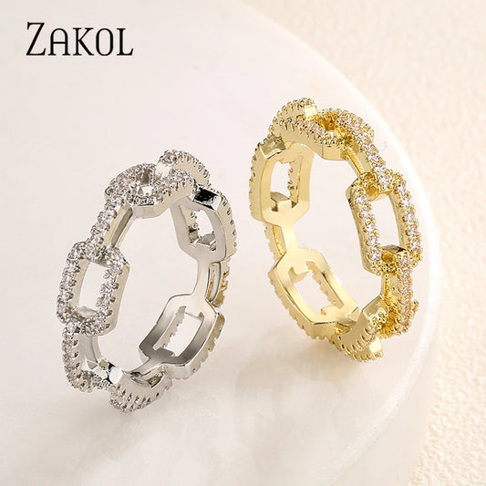 Elegant Cuban Link Zirconia Rings for Women
