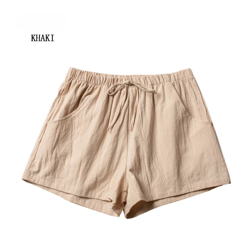 ITOOLIN Casual Linen Shorts Women Gym Workout Shorts Short Pants High Waisted Black Ladies Short Femme Women Shorts Sport Femme