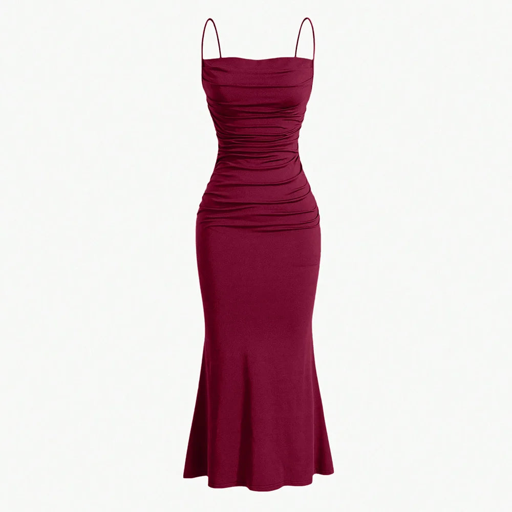 Mia Muse Women's Party Dresses Maxi Spaghetti Strap Elegant Slim Evening Wedding Guest Multi-Color Summer Milkmaid Dresses