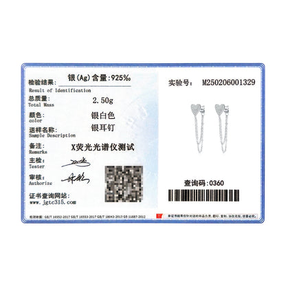 MODIAN 925 Sterling Silver Sparkling CZ Hearts Long Tassel Chain Trendy Daily Stud Earrings For Women Fine Jewelry Gifts