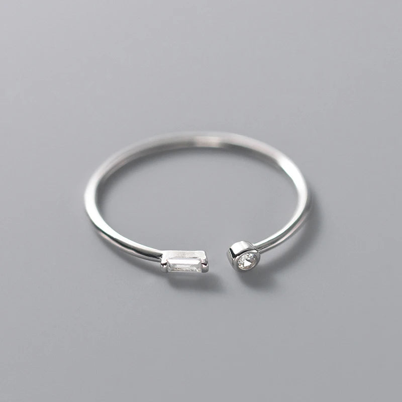 Elegant 925 Sterling Silver Adjustable CZ Wedding Ring