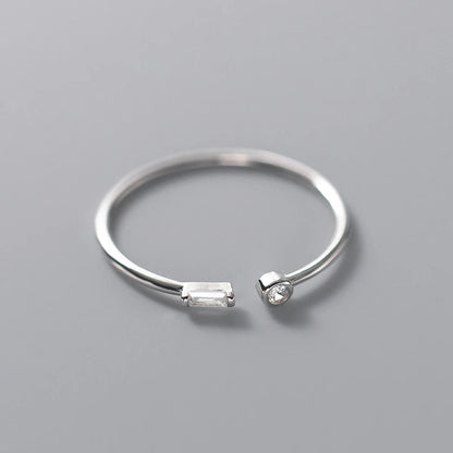 Elegant 925 Sterling Silver Adjustable CZ Wedding Ring